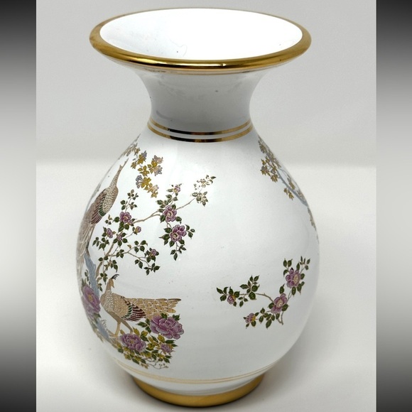 VTG Neofitou Keramik 24k Gold Painted Vase Peacocks Florals, Made in Greece MCM - Picture 12 of 12